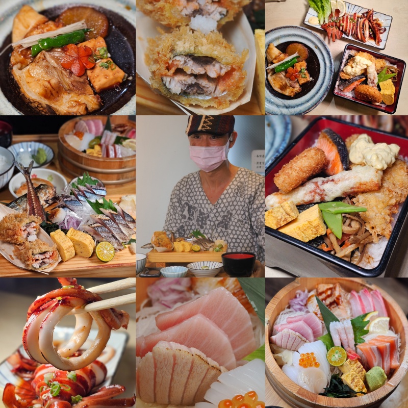 「捷運：中山國中站」赤木鮮魚店  午間限定：魚屋海苔便當、 烏賊姿燒、圓鱈下巴煮、秋刀三吃（生、烤、炸明太子秋刀）、特選刺身盛合、炸冰淇淋～14、15訪